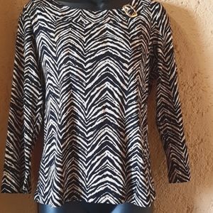 Rafaella Studio 3/4 sleeve animal print top size M